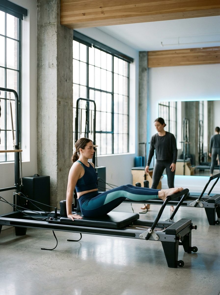 Clase de pilates con reformer